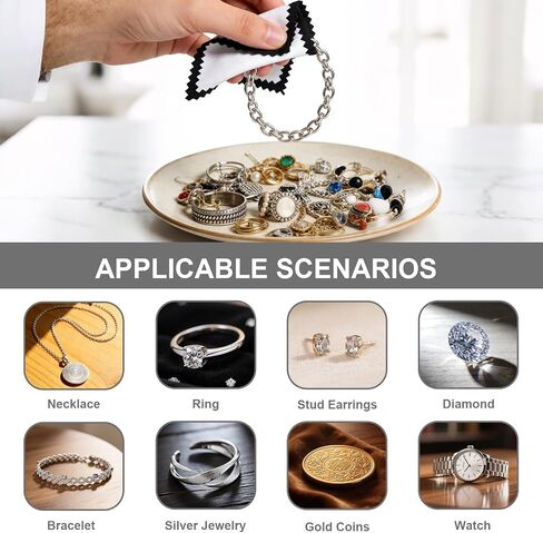 Jewelry Cleaning Kit with Cleaning Brushes and Double Sided Velvet Polishing Cloths for Gold Silver Platinum Diamonds Gemstones in Saudi Arabia