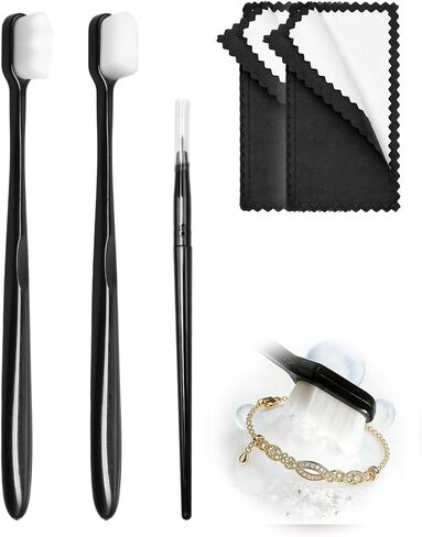 Jewelry Cleaning Kit with Cleaning Brushes and Double Sided Velvet Polishing Cloths for Gold Silver Platinum Diamonds Gemstones in Saudi Arabia