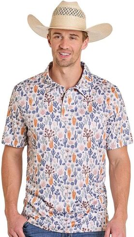 Panhandle Men's Natural Distressed Cactus Performance Polo in Saudi Arabia