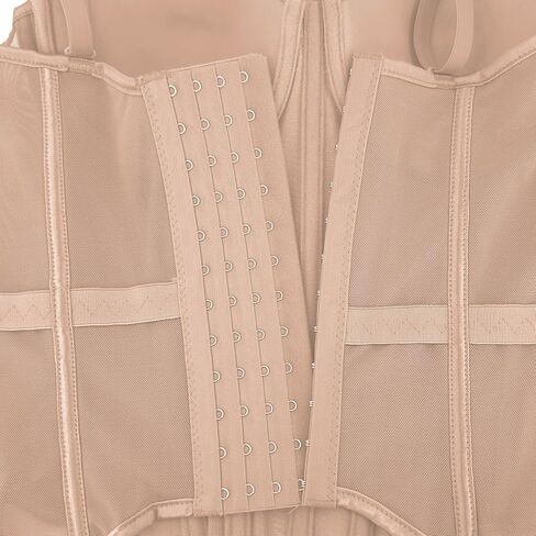 ELLACCI Women's Mesh Corset Bustier Top Elastic Waistband Lingerie Top with Removable Straps Khaki in Kuwait