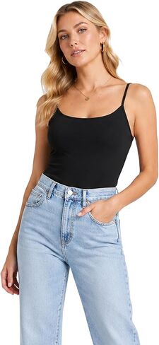 Camisole Tops for Women 2 Pack Black White Adjustable Strap Basic Cami Tank Tops Soft Stretch Layering Undershirts in Saudi Arabia