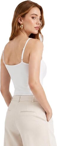 Camisole Tops for Women 2 Pack Black White Adjustable Strap Basic Cami Tank Tops Soft Stretch Layering Undershirts in Saudi Arabia