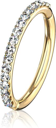 Diamond Conch Hoop Clicker Ring | Hinged Segment Cartilage Earring | Helix Tragus Septum Piercing Jewelry | Minimal Hoop For Women in Saudi Arabia