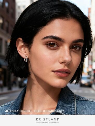 Dainty S925 Silver Square Hoop Earrings for Women Lightweight Crystal Small Open Square Huggies in Saudi Arabia