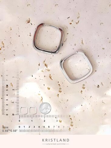 Dainty S925 Silver Square Hoop Earrings for Women Lightweight Crystal Small Open Square Huggies in Saudi Arabia