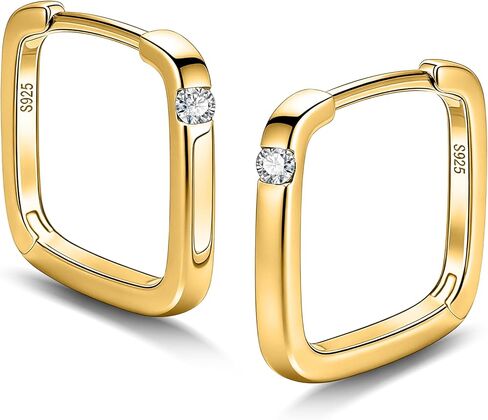 Dainty S925 Silver Square Hoop Earrings for Women Lightweight Crystal Small Open Square Huggies in Saudi Arabia