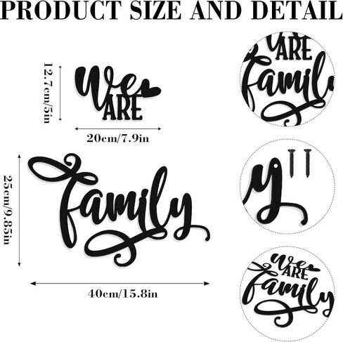 WE ARE FAMILY Rustic Metal Family Wall Art, Black Familys Sign for Home Decor, Modern Familys Portrait Picture or Familyes Letter Wall Decor for Living Room, Bedroom, and Hallway, Home and Office in Saudi Arabia
