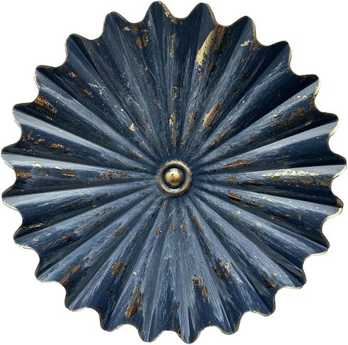 Picfarce Metal Wall Flower Decor 11.4'' Navy Blue Gold Sunburst Wall Art Hanging Decorative Plate for Living Room Bedroom Bathroom Kitchen Home Office in Saudi Arabia