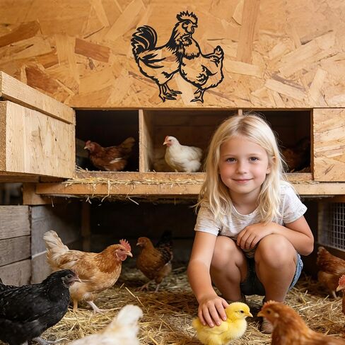 Slickss Rooster Kitchen Decor Metal Chicken Wall Art – Chicken Coop Decor Black Farm House Wall Decor for Home, Chicken Decorations for Home, 11x11 Inches Rustproof Outdoor Indoor – Unique Gift in Saudi Arabia