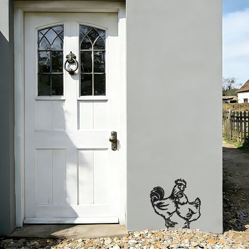 Slickss Rooster Kitchen Decor Metal Chicken Wall Art – Chicken Coop Decor Black Farm House Wall Decor for Home, Chicken Decorations for Home, 11x11 Inches Rustproof Outdoor Indoor – Unique Gift in Saudi Arabia