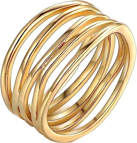 18k Gold Statement Ring for Women Size 6 7 8 9 10 Thumb Rings Silver Dome Ring Chunky Gold Rings Everyday Rings for Women in Saudi Arabia
