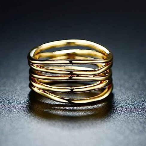 18k Gold Statement Ring for Women Size 6 7 8 9 10 Thumb Rings Silver Dome Ring Chunky Gold Rings Everyday Rings for Women in Saudi Arabia