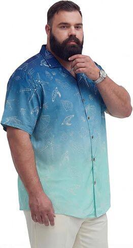 BRISIRA Big and Tall Men's Hawaiian Shirt - Short Sleeve, Beach Aloha Tropical Cuban Button Down Casual Vacation Shirt L-6XL in Saudi Arabia