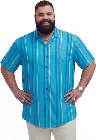 BRISIRA Big and Tall Men's Hawaiian Shirt - Short Sleeve, Beach Aloha Tropical Cuban Button Down Casual Vacation Shirt L-6XL in Saudi Arabia