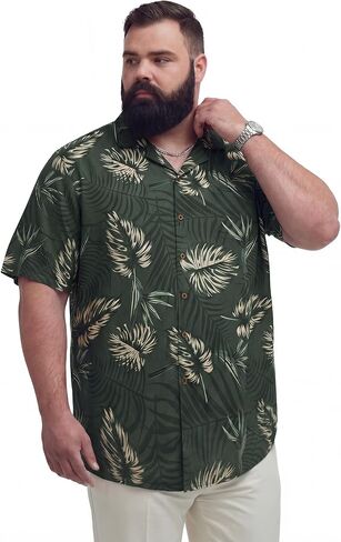 BRISIRA Big and Tall Men's Hawaiian Shirt - Short Sleeve, Beach Aloha Tropical Cuban Button Down Casual Vacation Shirt L-6XL in Saudi Arabia