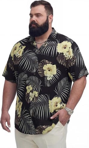 BRISIRA Big and Tall Men's Hawaiian Shirt - Short Sleeve, Beach Aloha Tropical Cuban Button Down Casual Vacation Shirt L-6XL in Saudi Arabia