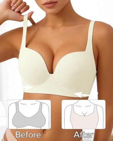 Women's Push Up Wireless Balconette Bra, Green, 2XL | Jelly Bras, Shaping Bralettes, Supportive Seamless, Everyday Comfort, T-Shirt Bra in Saudi Arabia