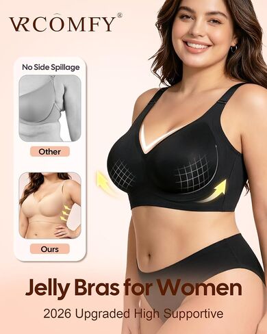 Jelly Full Coverage Bras for Women No Underwire Push Up Seamless Bralette with Adjustable Straps Plus Size Everyday Bras in Saudi Arabia