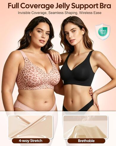 Jelly Full Coverage Bras for Women No Underwire Push Up Seamless Bralette with Adjustable Straps Plus Size Everyday Bras in Saudi Arabia