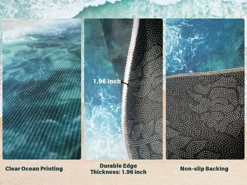 Coastal Rugs with Beach Theme Rug, 3.9’x5.2' Large Blue Sea Ocean Rug for Livingroom-Non-Slip Nautical Area Mats for Home Tropical Decor in Saudi Arabia