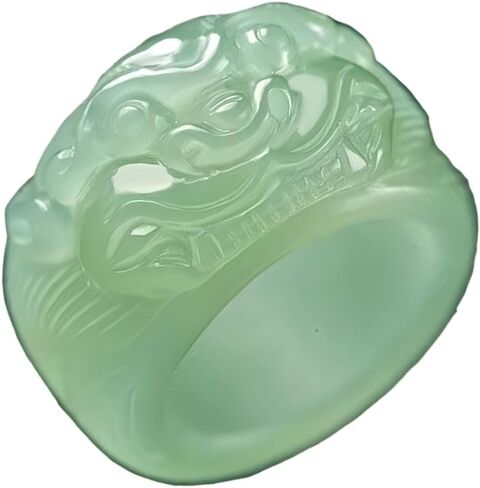 Pixiu Jade Thumb Ring For Women, Feng Shui Mantra Vintage Statement Protection Wealth Jewelry in Saudi Arabia