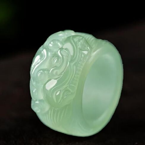 Pixiu Jade Thumb Ring For Women, Feng Shui Mantra Vintage Statement Protection Wealth Jewelry in Saudi Arabia