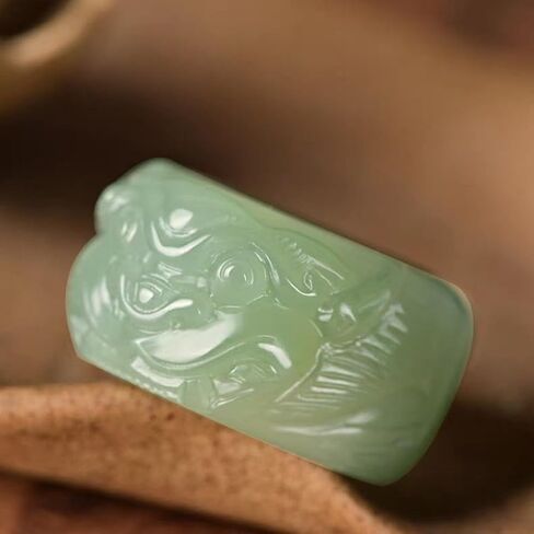 Pixiu Jade Thumb Ring For Women, Feng Shui Mantra Vintage Statement Protection Wealth Jewelry in Saudi Arabia
