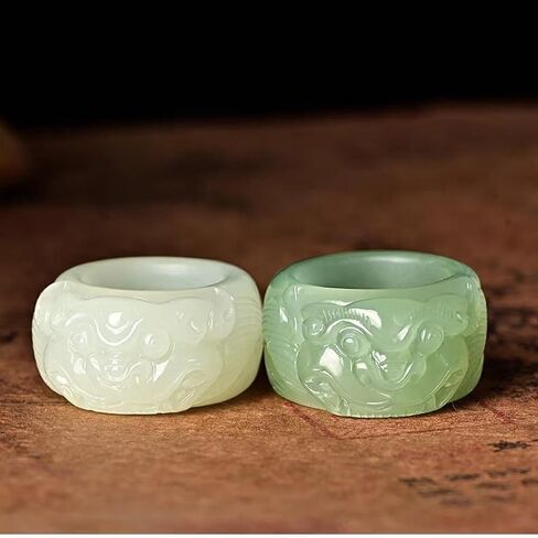 Pixiu Jade Thumb Ring For Women, Feng Shui Mantra Vintage Statement Protection Wealth Jewelry in Saudi Arabia