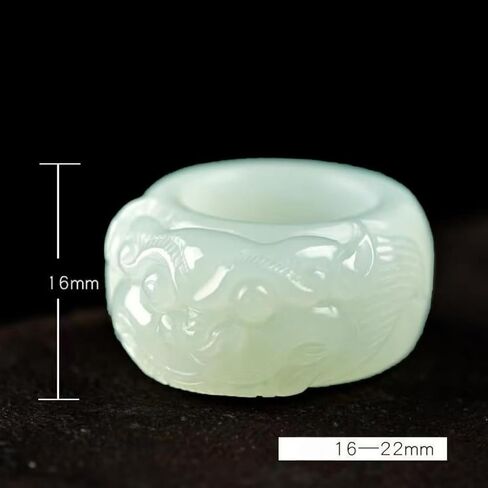 Pixiu Jade Thumb Ring For Women, Feng Shui Mantra Vintage Statement Protection Wealth Jewelry in Saudi Arabia
