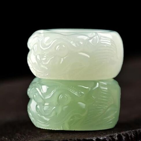 Pixiu Jade Thumb Ring For Women, Feng Shui Mantra Vintage Statement Protection Wealth Jewelry in Saudi Arabia