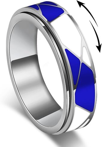 Anxiety Ring & Fidget Spinner Ring for Women | Minimalist Non-Tarnish Stainless Steel Band (2 Colors, Size 6-9) | Color Block Jewelry Gift in Saudi Arabia