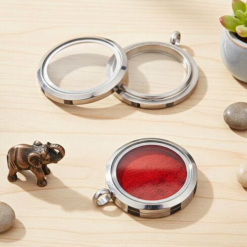 Locket Necklace, 4 Packs Stainless Steel 30mm/1.18" Diameter Glass Locket Pendant Charm, DIY Round Locket, Suitable for Women Friendship Memory Necklace in Saudi Arabia
