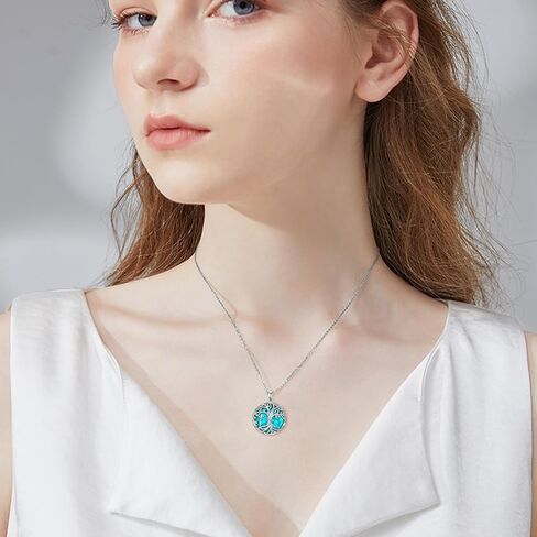 Genuine Real Turquoise Tree of Life Minimalist Necklace 925 Sterling Silver Jewelry Gift for Mom Grandma in Saudi Arabia