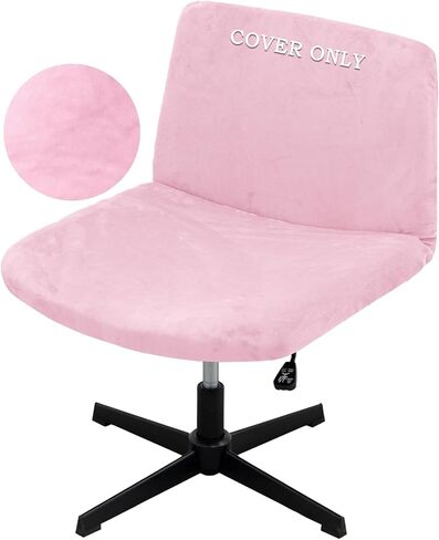 Criss Cross Chair Cover Vanity Chair Cover Waterproof and Elastic Armless Chair Slipcover Armless Chair Covers Office Chair Covers (Cover Only,No Chair) (Pink) in Saudi Arabia