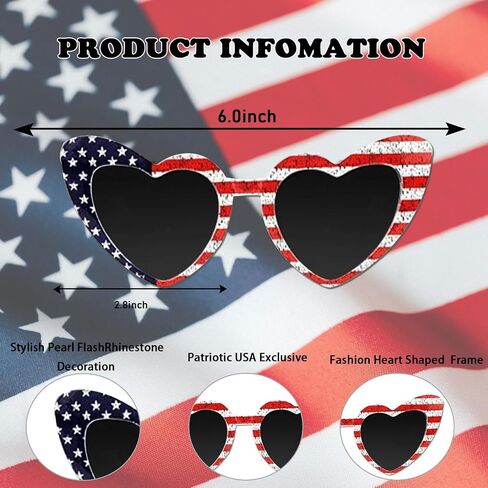 Fourth of July Sunglasses for Women - American Flag Heart Sunglasses Polarized Patriotic USA Glasses for 4th of July Accessories USA Flag Classic Patriot Independence Day Party Favor in Saudi Arabia