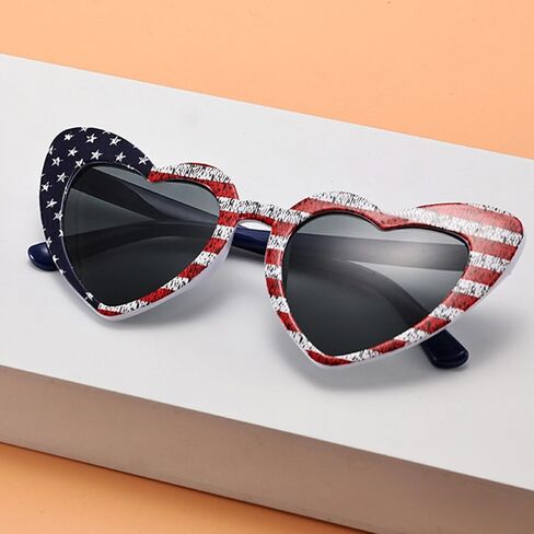 Fourth of July Sunglasses for Women - American Flag Heart Sunglasses Polarized Patriotic USA Glasses for 4th of July Accessories USA Flag Classic Patriot Independence Day Party Favor in Saudi Arabia