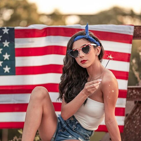Fourth of July Sunglasses for Women - American Flag Heart Sunglasses Polarized Patriotic USA Glasses for 4th of July Accessories USA Flag Classic Patriot Independence Day Party Favor in Saudi Arabia
