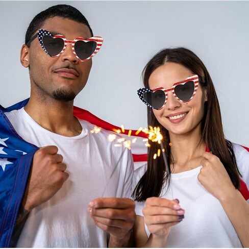 Fourth of July Sunglasses for Women - American Flag Heart Sunglasses Polarized Patriotic USA Glasses for 4th of July Accessories USA Flag Classic Patriot Independence Day Party Favor in Saudi Arabia