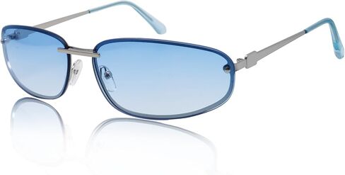 Y2K Sunglasses for Women | Wrap Around, Rimless, Small Metal Frame, 2000s, 90s, UV400 Protection, for Daily, Rave Festive, Party, Tinted Lens Shades in Saudi Arabia