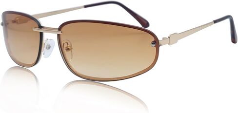 Y2K Sunglasses for Women | Wrap Around, Rimless, Small Metal Frame, 2000s, 90s, UV400 Protection, for Daily, Rave Festive, Party, Tinted Lens Shades in Saudi Arabia
