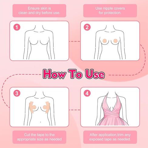 3 Pcs Boob Tape for Breast Lift - BoobTape with 10 Pcs Pasties,4 silicone stickers,Body Tape for Women Invisible Breast Bra Tape Brown in Saudi Arabia