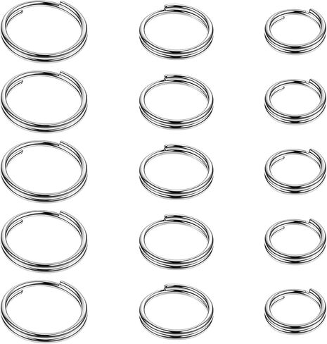 15 PCS Titanium Key Ring, Mix 10/12/14mm Titanium Key Rings Silver Keychain Ring, Jump Rings for Necklaces, Keys, Jewelry Attachment in Saudi Arabia