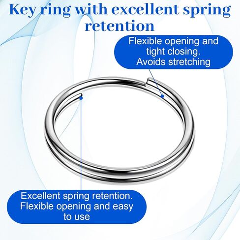 15 PCS Titanium Key Ring, Mix 10/12/14mm Titanium Key Rings Silver Keychain Ring, Jump Rings for Necklaces, Keys, Jewelry Attachment in Saudi Arabia