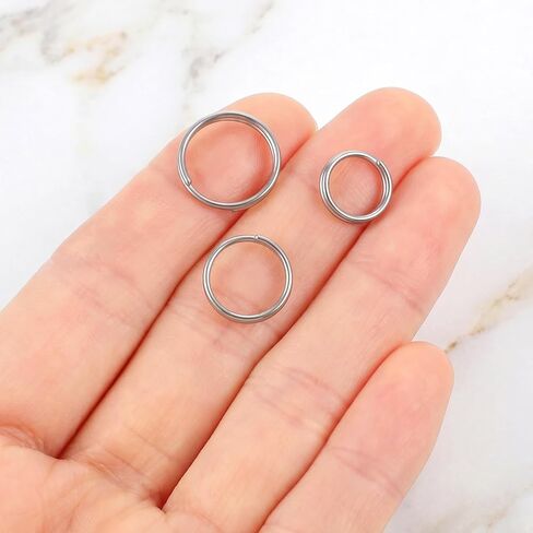 15 PCS Titanium Key Ring, Mix 10/12/14mm Titanium Key Rings Silver Keychain Ring, Jump Rings for Necklaces, Keys, Jewelry Attachment in Saudi Arabia