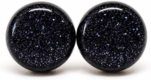 Stud Earrings,Sparkle, 10 mm, Handmade, Stainless Steel Posts for Sensitive Ears Stud for Women Men Girls Boys (Black Sparkle) in Saudi Arabia