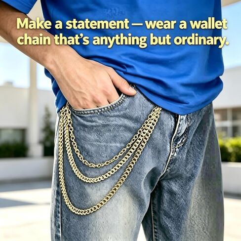 Pants Chain Wallet Chain Jeans Chain,1 Pack Belt Chain Wallet Chain Pocket Chain for Hip Hop Punk Jeans Chain Key Chain Goth Accessories for Men Women Streetwear Urban Fashion in Saudi Arabia