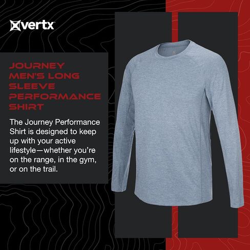 Vertx Men’s Journey Performance Long Sleeve Shirt, Lightweight, Moisture-Wicking, Breathable, Relaxed-Fit in Kuwait