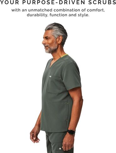 FIGS Chisec Three-Pocket Scrub Top for Men – Moss, S in Saudi Arabia
