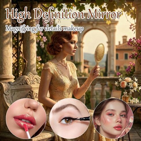 24 Pack Gold Vintage Handheld Mirrors for Makeup, Embossed Floral Portable Princess Mirror with Handle, Portable Women Decorative Travel Cosmetic Purse Mirror for Party Favors Classroom in Saudi Arabia