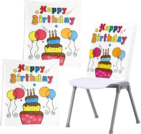 LeLehome 2PCS Birthday Chair Covers for Classroom - Colorful Cute Festive Cupcake & Cake Seat Cover Chair Back Cover for Kids Party, School, Office, Home Decor in Saudi Arabia